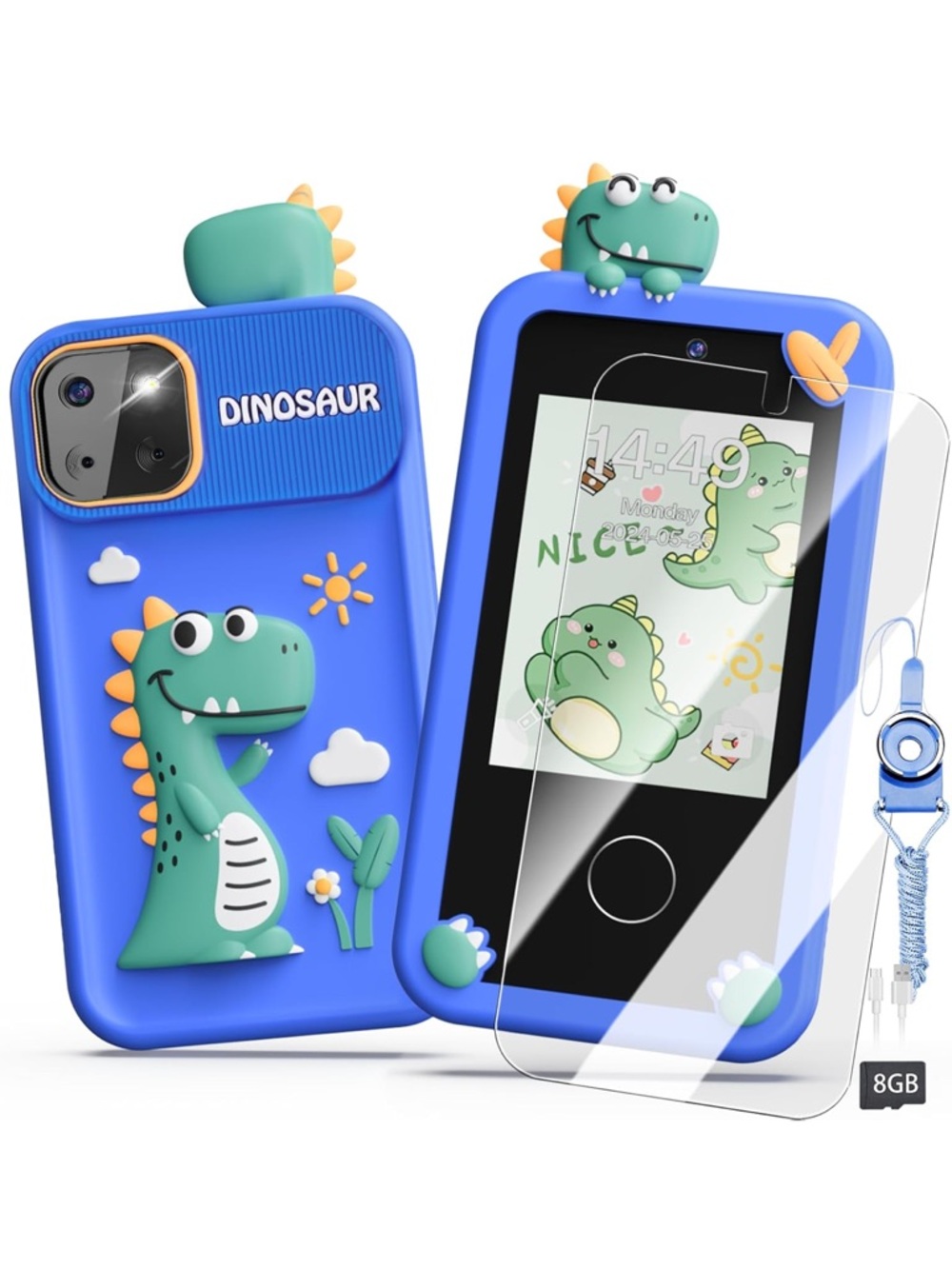 NIB Blue Dinosaur Kids Phone Case